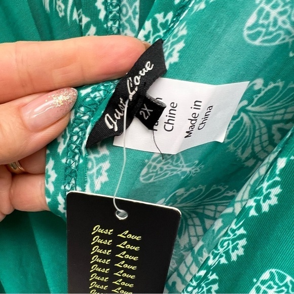 NWT Just Love Green V-Neck Wrap Maxi Dress Size 2X - Picture 10 of 13